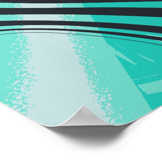 Poster Curved Black Lines on Cyan background (Coin)