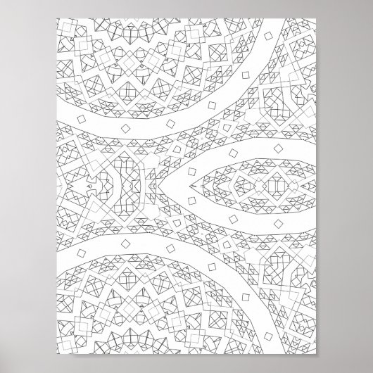 Poster Curved Path Geometric Pattern Coloring Page Art (Devant)