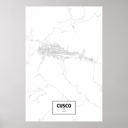 Poster Cusco, Pérou (noir sur blanc) (Devant)