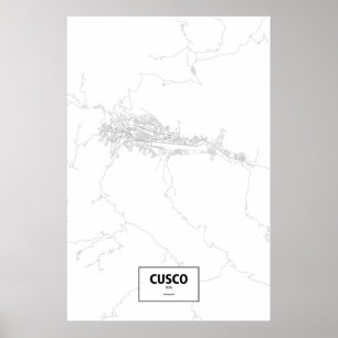 Poster Cusco, Pérou (noir sur le blanc)