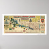 Poster Custer Battlefield Highway Map - 1925 (Devant)