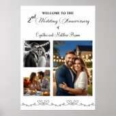 Poster Custom 3 Photos 2e anniversaire Mariage Bienvenue (Devant)