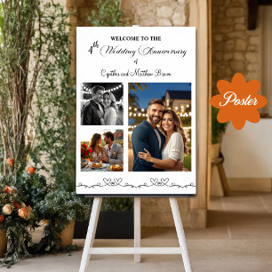 Poster Custom 3 Photos 4e anniversaire Mariage Bienvenue