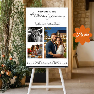 Poster Custom 3 Photos N'importe quel anniversaire Mariag