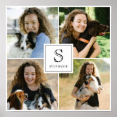 Poster Custom 4 Photo Collage with Monogram and Name (Devant)