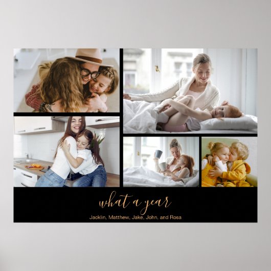 Poster Custom 5 Photos Black Gold Typography Holiday (Devant)