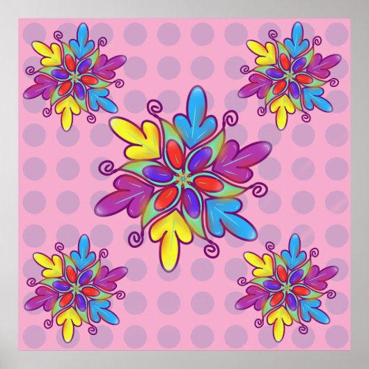 Poster Custom  Abstract Kaleidoscope Flower Pattern (Devant)