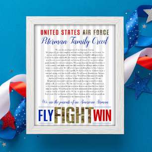 Poster Custom Air Force Family 8x10 Décor mural Creed