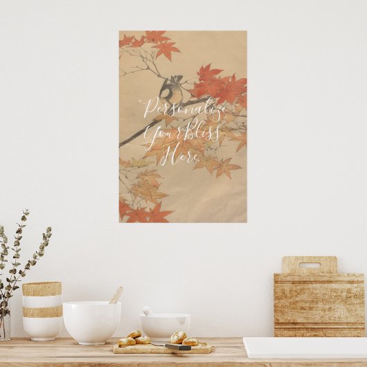 Poster CUSTOM Autumn Bird & Fall Leaves Print by Imao (Cuisine)