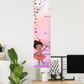Poster Custom Ballerina Growth Chart for Black Baby Girls (Bureau à domicile)