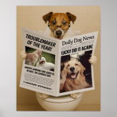 Poster Custom Bathroom Decor, Editable Dog with Newspaper (Devant)
