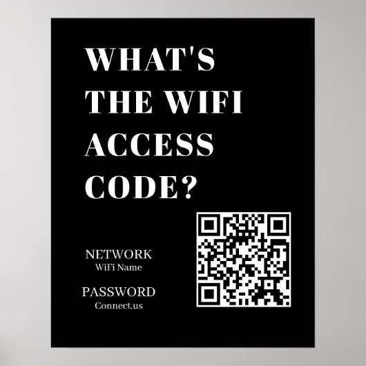 Poster Custom Black WiFi QR | Network Password Display (Devant)