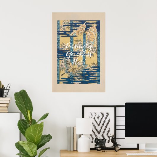 Poster CUSTOM Blue Butterfly & Cloud Pattern Art (Bureau à domicile)