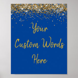 Poster Custom Blue Gold Birthday Party Photo Prop