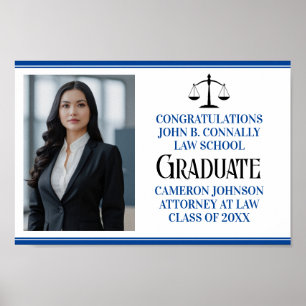 Poster Custom Blue Law School Photo Graduation Party