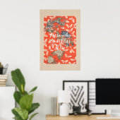 Poster CUSTOM Bold Red Japanese Butterfly Pattern Art  (Bureau à domicile)