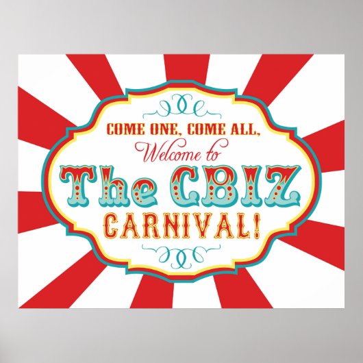 Poster CUSTOM Carnival Circus Anniversaire Bannière CBIZ (Devant)