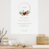 Poster Custom Chic Poinsettia Christmas Wedding Welcome (Cuisine)