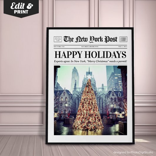 Poster Custom Christmas Newspaper, Trendy Christmas Art