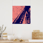 Poster Custom Coral Navy Blue Stairs (Cuisine)