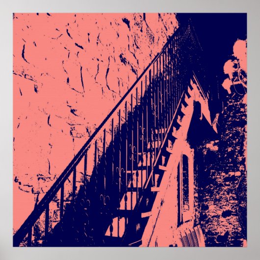 Poster Custom Coral Navy Blue Stairs (Devant)