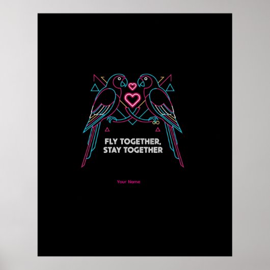 Poster Custom Couple Anniversary Neon Parrots Winter Hood (Devant)