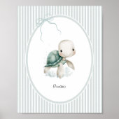 Poster Custom Cute Turtle – Baby Shower Newborn Name Gift (Devant)