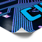Poster Custom Cyber Blue PCB Circuit Board Tech Art (Coin)
