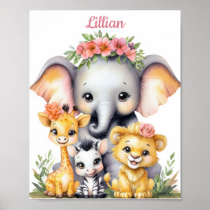 Poster Custom Elegant Safari Nursery bébé animal