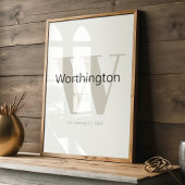 Poster Custom Family Last Name Sign Est Date Wedding Gift