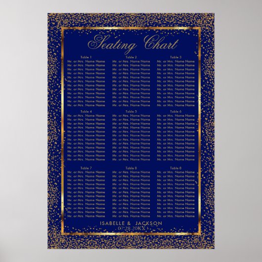 Poster Custom - Gold Confetti et Dark Blue - 9 places (Devant)