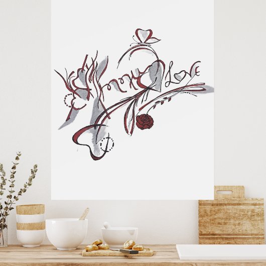 Poster  custom hand-drawn calligraphy art (Cuisine)