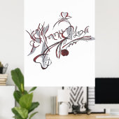 Poster  custom hand-drawn calligraphy art (Bureau à domicile)