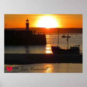 Poster Custom Heart St Ives Harbour Sun Cornwall Photo