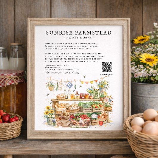 Poster Custom Honor System Farm Stand Sign