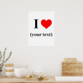 Poster - Custom I hart (jouw tekst) (Keuken)