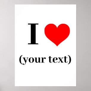 Poster - Custom I hart (jouw tekst)