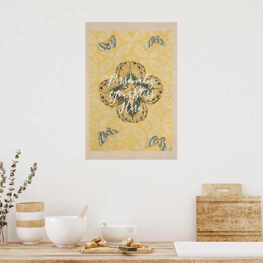 Poster CUSTOM Japanese Butterfly Floral Pattern Art | (Cuisine)