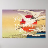 Poster CUSTOM Japanese Great Wave & Crane Art Print (Devant)