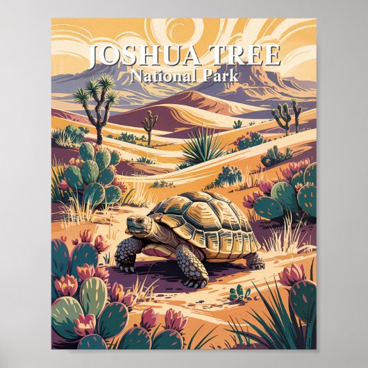 Poster Custom Joshua Tree Tortoise Retro Desert Landscape (Devant)