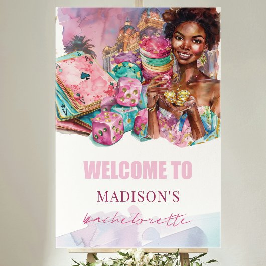Poster Custom Las Vegas Bachelorette Bienvenue Afro Girl
