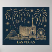 Poster Custom Las Vegas Skyline Gold Line Art Travel (Devant)