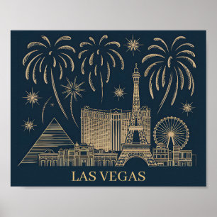 Poster Custom Las Vegas Skyline Gold Line Art Travel