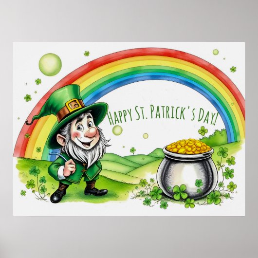 Poster Custom Leprechaun Gnome St. Patrick's Day Shamrock (Devant)