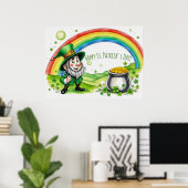 Poster Custom Leprechaun Gnome St. Patrick's Day Shamrock (Bureau à domicile)