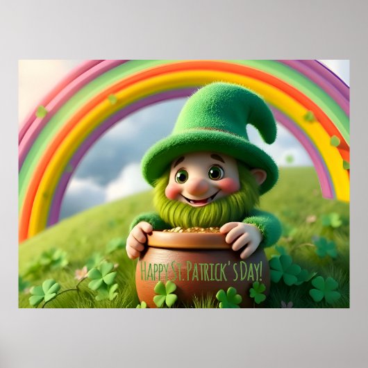 Poster Custom Leprechaun Gnome St. Patrick's Day Shamrock (Devant)