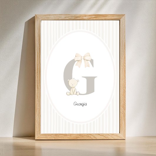 Poster Custom Letter G Nursery Wall Art - Baby Name Print