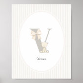 Poster Custom Letter V Nursery Wall Art - Baby Name Print (Devant)