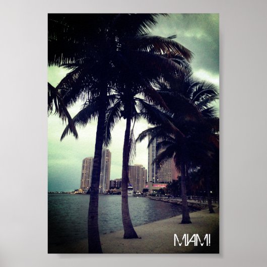 Poster Custom Miami Florida Downtown et Harbour Travel (Devant)