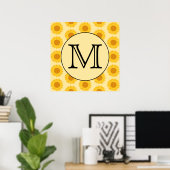 Poster Custom Monogram, with Yellow Sunflowers. (Bureau à domicile)
